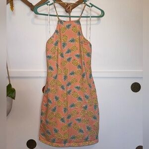 pineapple print halter dress